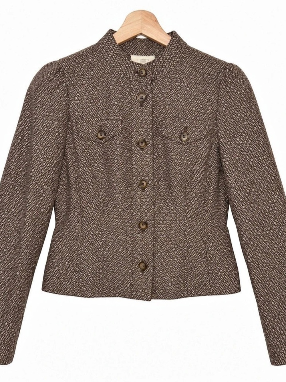 Ann Taylor LOFT Geometric Cotton Jacket in Brown & Cream Size 2 Like New